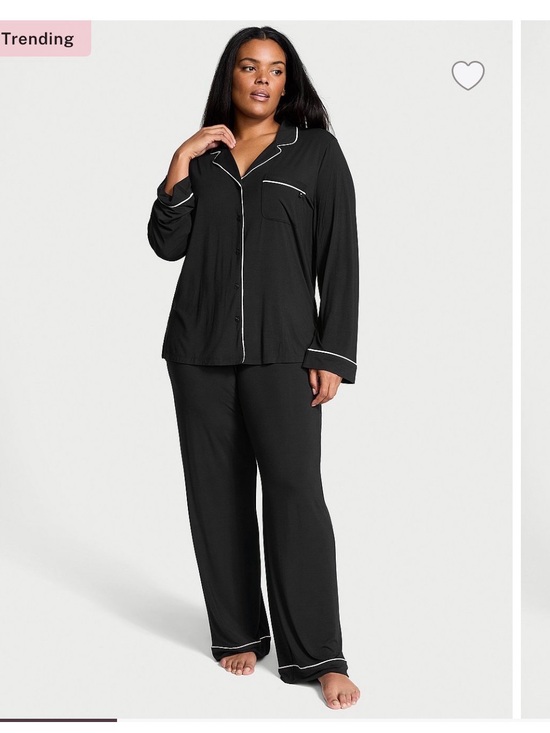 Victoria's Secret Other - Victoria's Secret Black Pajama Set with White Piping